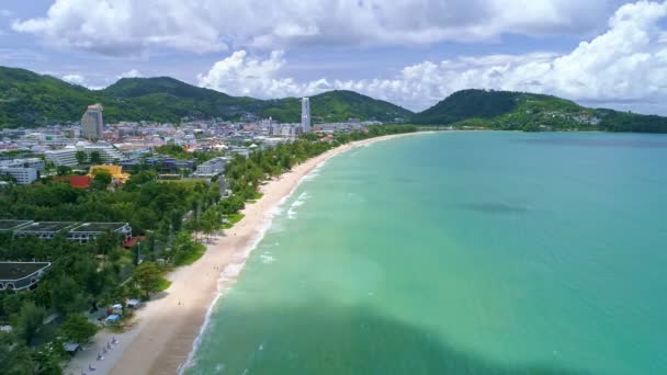 Vista Aerea Telecamera Drone Volare Sopra Patong Città Phuket Thailandia — Video Stock