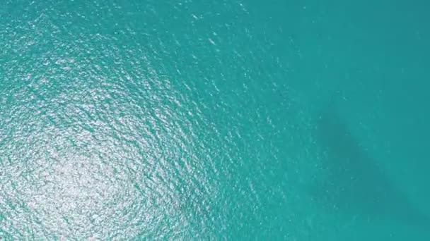Dalgaların Kayalara Çarptığı Deniz Yüzeyinin Havadan Görünüşü Mavi Okyanus Taşları — Stok video