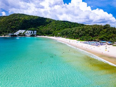 Aerial view of a blue sea surface water texture background and sun reflections Aerial flying drone view Waves water surface texture on sunny tropical ocean