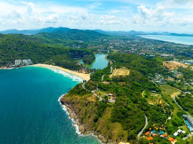 Havadan manzara tabiat arka planı, Tayland 'da yüksek açı görüntüsü