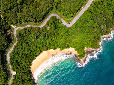 Top view seacoast nature background amazing view from drone camera