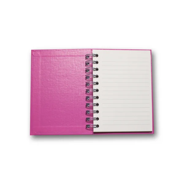 Cuaderno rosa aislado sobre fondo blanco — Foto de Stock