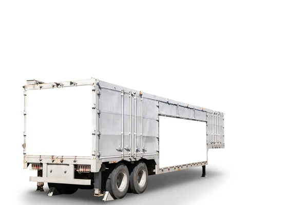 Container op Trailer voor het vervoeren van auto's op witte CHTERGRO geïsoleerd — Stockfoto