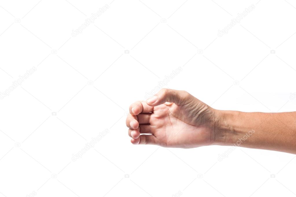 Hand of a male to hold card, mobile phone or other .