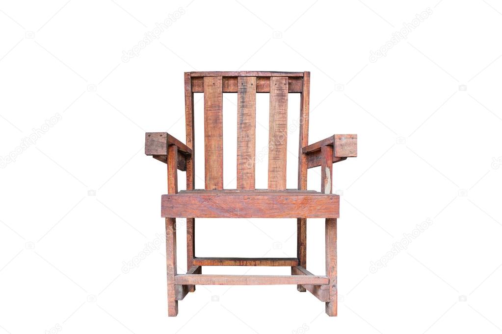  Old wooden chair isolated on white background ,with clipping pa