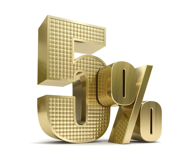 Złoto 3D pięć procent (5%) — Zdjęcie stockowe