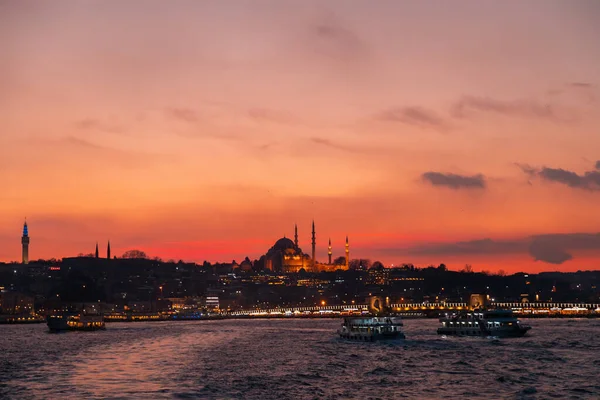 Magnifique Coucher Soleil Sur Mosquée Bleue Istanbul — Photo