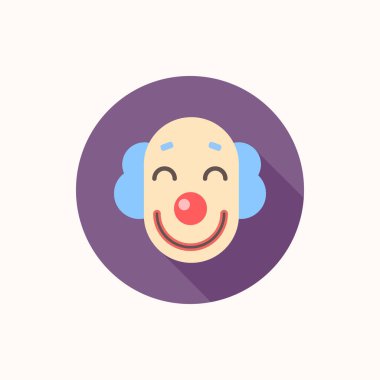 Düz Palyaço Sirk karikatür yüz ikonu çizimi 