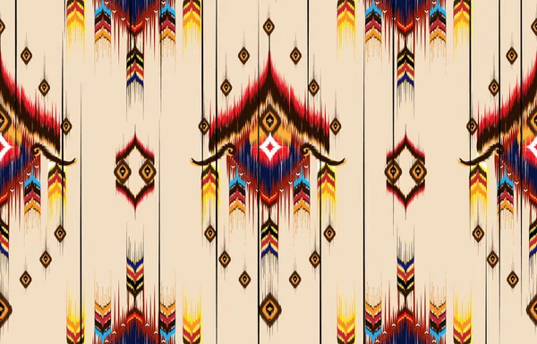 Adorno Folclórico Geométrico Ikat Textura Vectorial Étnica Tribal Patrón Rayas — Vector de stock