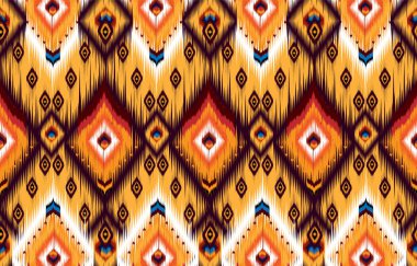 Kumaş tekstili için Hintli kusursuz desen tasarımı. Küf koruyucusu soyutlamaları. Aztek, boho, geometrik, kumaş, etnik, ikat, yerli, kabile, halı, mandala, Afrika, Amerikan sembolü vektörü.