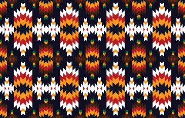 Geometrik etnik oryantal ikat modeli geleneksel arka plan, halı, duvar kağıdı, giysi, ambalaj, Batik, kumaş, Vektör illüstrasyonu.nakış biçimi.