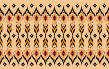 Etnik soyut üçgen desenli sanat. Kabilede kusursuz desen, halk nakışı ve Meksika tarzı. Aztek geometrik sanat süsü baskısı. Halı, giysi, ambalaj, kumaş, kapak, tekstil için tasarım