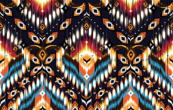 Adorno Folclórico Geométrico Ikat Textura Vectorial Étnica Tribal Patrón Rayas — Vector de stock