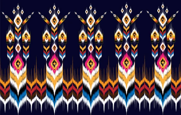 Fundal Etnic Abstract Fără Sudură Broderie Tribală Populară Țesătură Nativă — Vector de stoc