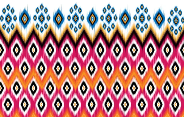 Ikat印度针织物无缝图案设计 莫尔德赞助人的摘要 Aztec Boho Geometric Fabric Ethnic Ikat Native Tribal — 图库矢量图片
