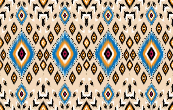 Adorno Folclórico Geométrico Ikat Textura Vectorial Étnica Tribal Patrón Rayas — Vector de stock