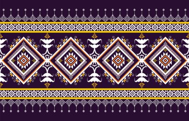 Geometrik etnik oryantal ikat modeli geleneksel arka plan, halı, duvar kağıdı, giysi, ambalaj, Batik, kumaş, Vektör illüstrasyonu.nakış biçimi.