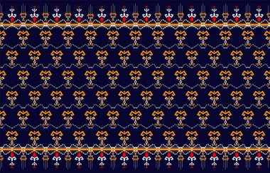 Geometrik etnik oryantal ikat modeli geleneksel arka plan, halı, duvar kağıdı, giysi, ambalaj, Batik, kumaş, Vektör illüstrasyonu.nakış biçimi.