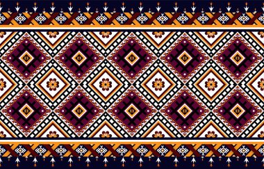 Geometrik etnik doğulu geleneksel tasarım arka plan, halı, duvar kağıdı, giysi, ambalaj, Batik, kumaş, Vektör illüstrasyon nakış tarzı.
