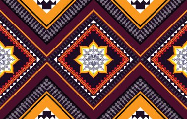 Geometrik etnik doğulu geleneksel tasarım arka plan, halı, duvar kağıdı, giysi, ambalaj, Batik, kumaş, Vektör illüstrasyon nakış tarzı.