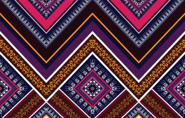 Geometrik etnik doğulu geleneksel tasarım arka plan, halı, duvar kağıdı, giysi, ambalaj, Batik, kumaş, Vektör illüstrasyon nakış tarzı.