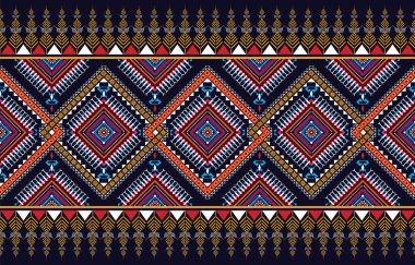 Geometrik etnik doğulu geleneksel tasarım arka plan, halı, duvar kağıdı, giysi, ambalaj, Batik, kumaş, Vektör illüstrasyon nakış tarzı.
