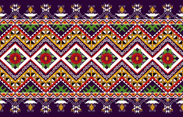 Fundal Etnic Abstract Fără Sudură Broderie Tribală Populară Țesătură Nativă — Vector de stoc