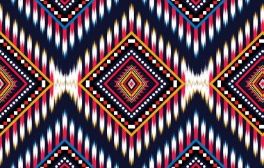 Geometrik etnik doğulu geleneksel tasarım arka plan, halı, duvar kağıdı, giysi, ambalaj, Batik, kumaş, Vektör illüstrasyon nakış tarzı.