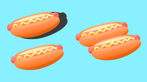 Hot Dog Avec Vecteur Moutarde Isolé Hot Dog Pain Hot — Image vectorielle