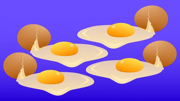 Huevo Roto Ilustración Panadería Vector — Vector de stock