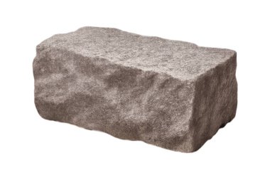 Beyaz arka planda izole edilmiş doğal kaba taş tuğla, dikdörtgen duvar, inşaat için doku, peyzaj ve mimari tasarım kavramları ile.