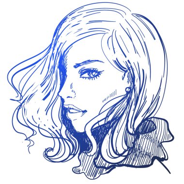 Vektör şık portre tasarımınız için güzel bir kızla.