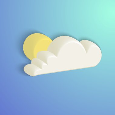 3d cloud ve güneş ile vektör arka plan