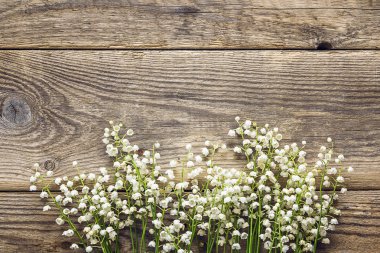 Lily vadi eski ahşap arka plan üzerinde çiçekler. TABA