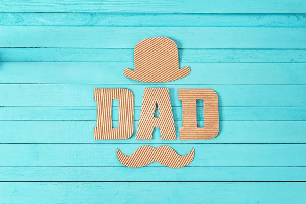 Ojcowie dzień tło z kapelusz karton listów i mustachean — Zdjęcie stockowe