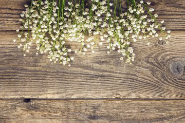 Lily vadi eski ahşap arka plan üzerinde. Metin için yer.