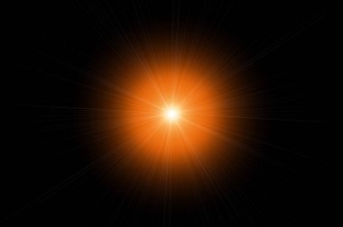 Lens çizgileri ve siyah arka planda bokeh olan parlak mavi bir ışık tasviri. Siyah arkaplanda dijital lens patlaması. Işıklı yıldız parlaması.