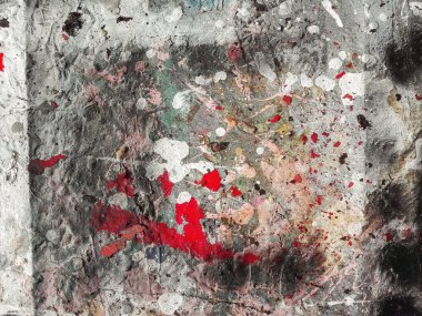 Resim arkaplanı. Leke, çatlak, nokta ve lekeli renkli boya dokusu.