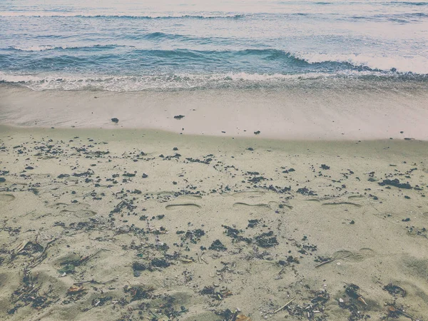Sea Wave Sand Beach Photo Effects Texture Bokeh Color Black — Stock Photo, Image