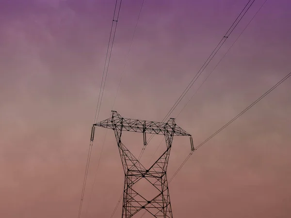 Stroomkabels Stad Elektrische Kabels Bevestigd Aan Een Straat Power Pole — Stockfoto