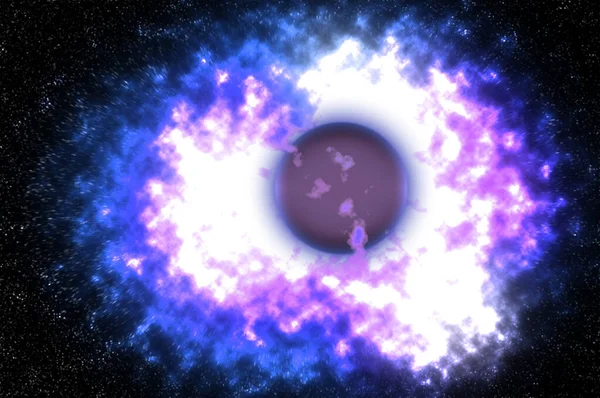 Explosão Planeta Ilustração Explosão Planeta Com Explosões Gases Explosão Planeta — Fotografia de Stock