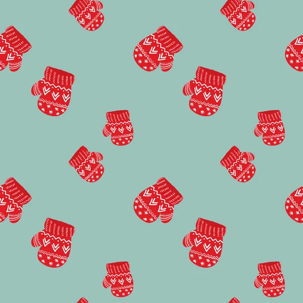 Winter Christmas pattern with mittens