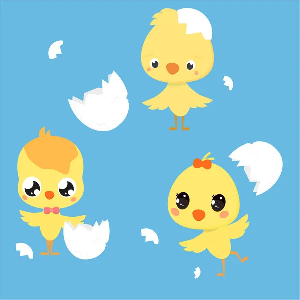 Seth Baby Cute Cartoon Newborn Chicks — Stock vektor