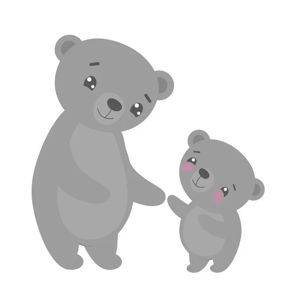 Sevimli çizgi film ailesi anne ayı ve bebek ayıcık. 