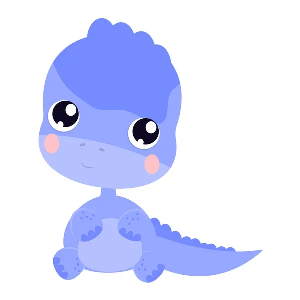 Şirin çizgi film bebeği mavi küçük dinozor yavrusu.