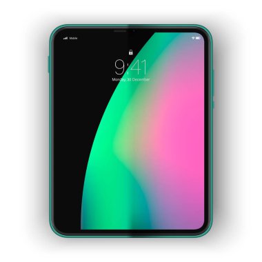 Moda esnek telefon, gelecekteki cihaz konsepti. Renkli ekran ile katlanabilir aygıt.