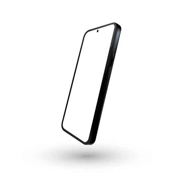 Vue 3D détaillée réaliste du téléphone isolé sur fond blanc. Vue en perspective du téléphone portable — Image vectorielle