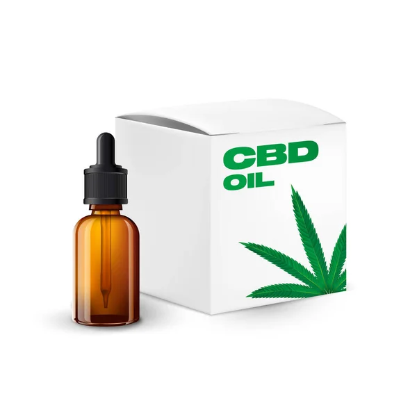 CBD olie thema illustratie, dropper fles mockup met medische hennep. cbd-olie Stockillustratie