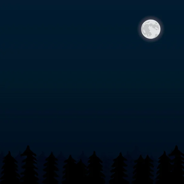 リアルな森と月の夜 — ストックベクタ