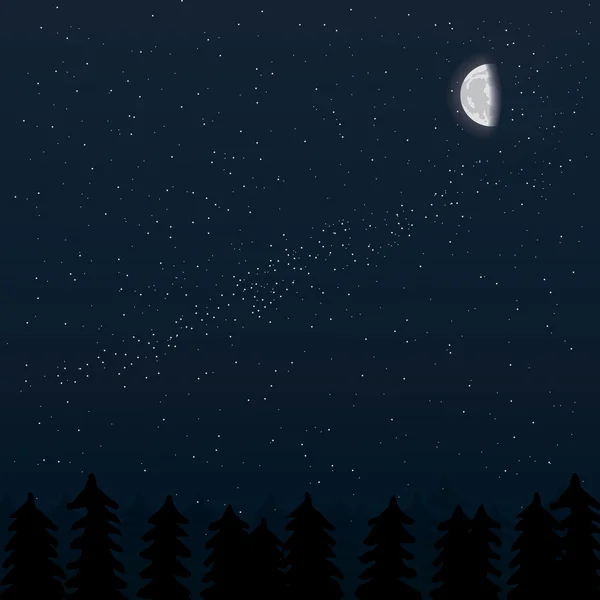 gerçekçi ay yıldız ve orman gece ile
